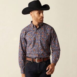 ARIAT TY CLASSIC FIT DARK BLUE PRINT- FLORAL - 10052615